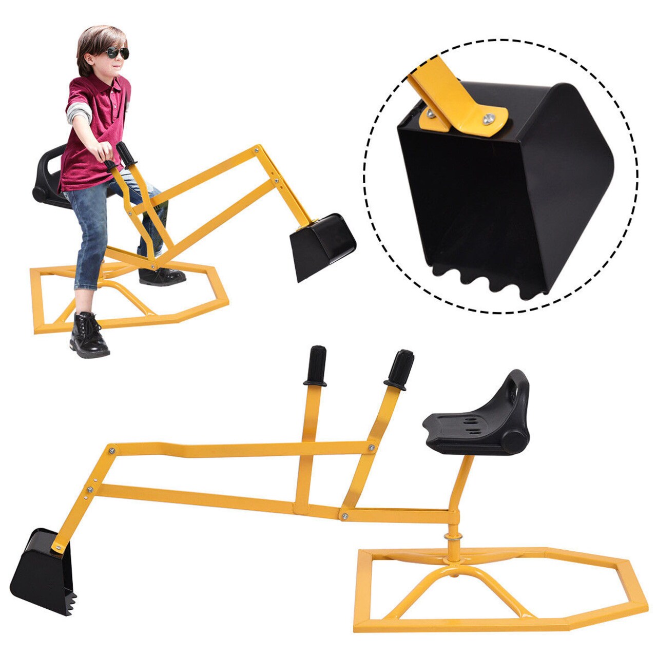 Gymax Heavy Duty Kid Ride-on Sand Digger Digging Scooper Excavator for Sand Toy
